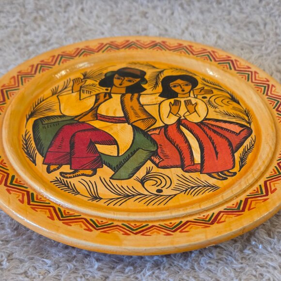 Hand-painted wooden wall plate, folk art, 23 cm - Picture 3 of 4